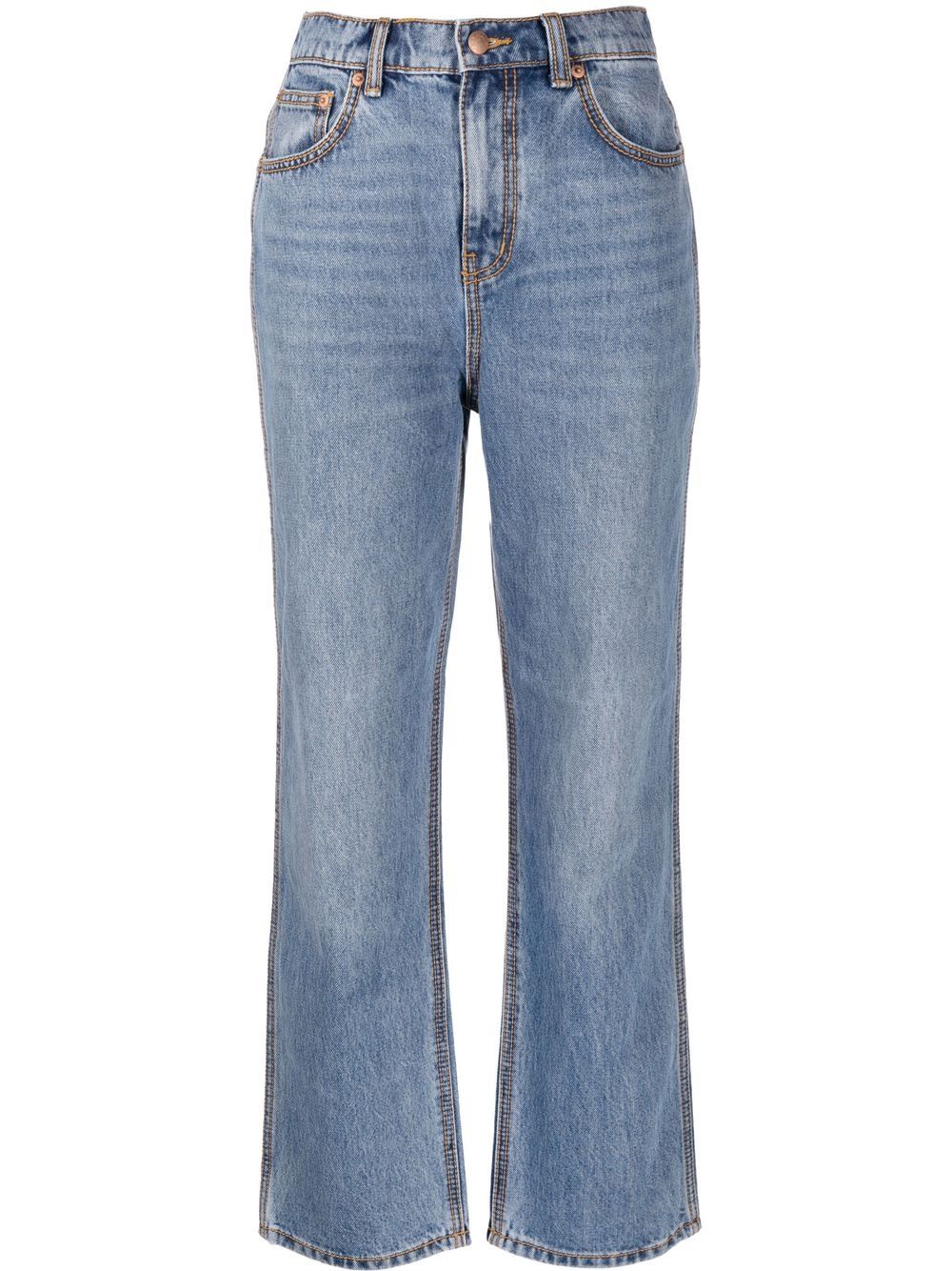 Blue straight-leg denim jeans - women